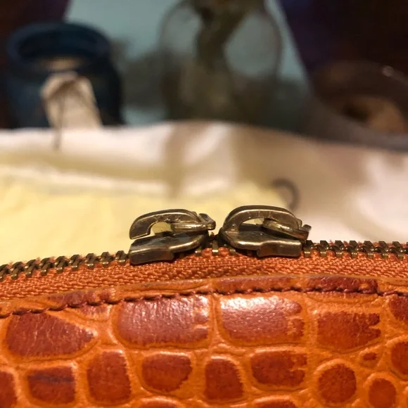 J.W. Hulme Co. Orange/Brown Leather Croc Embossed Handbag - Picture 14 of 16